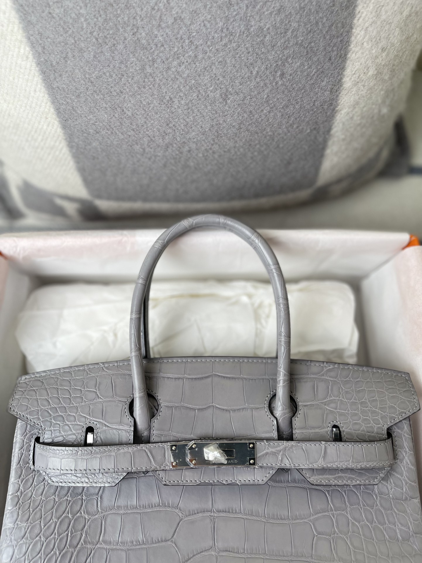 Hermes Birkin 30CM Handmade Bag In Grey Crocodile Niloticus Matte Skin